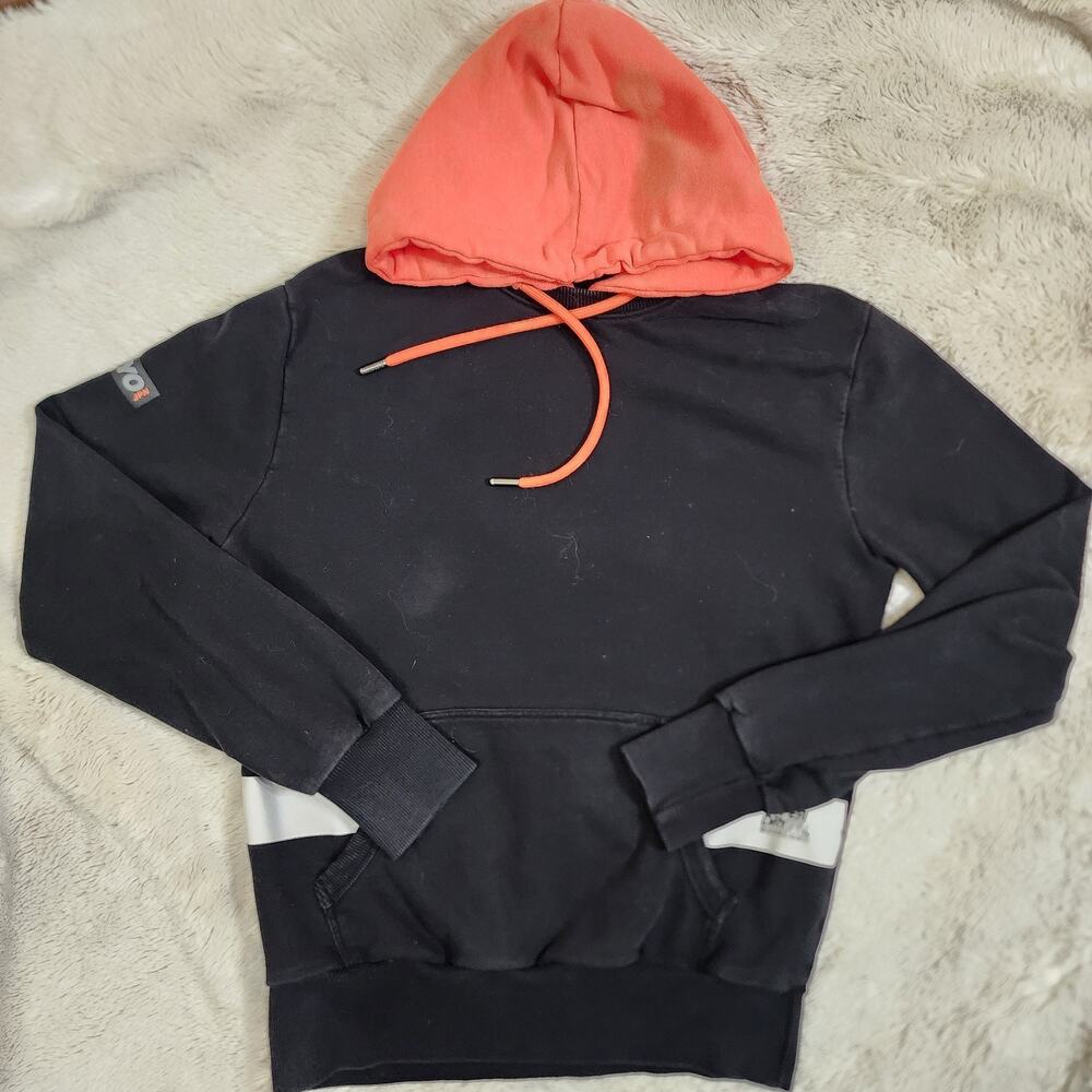 Super Dry JPN Men's Hoodie Sweatshirt Size Medium Black Neon Orange